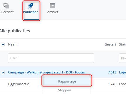 publisher rapportage