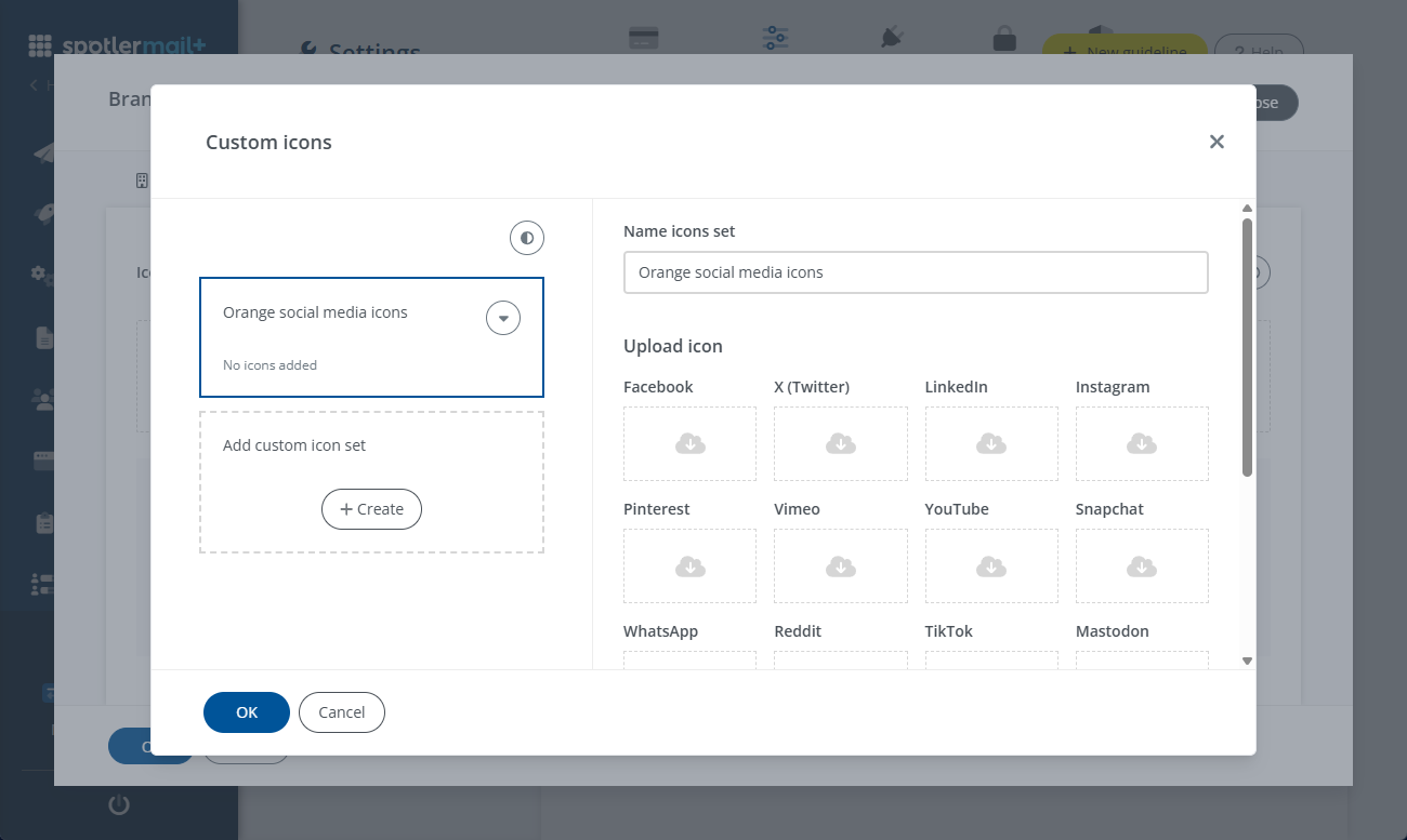 Add name to the social media icon set
