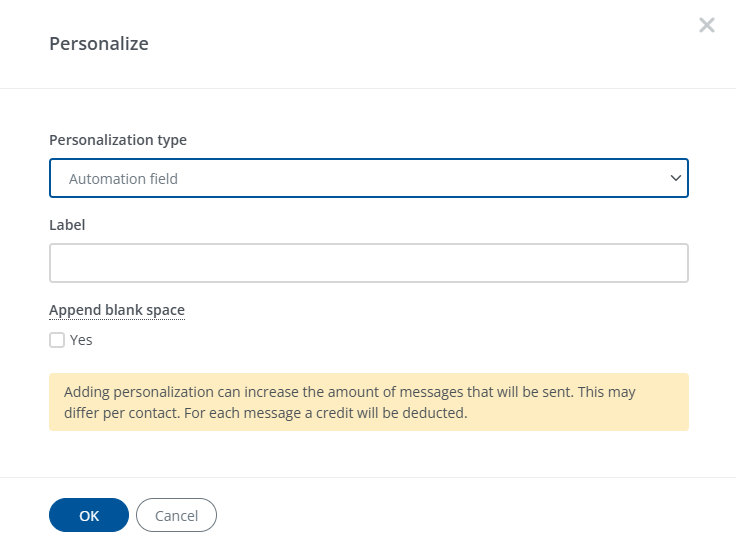 Automation field personalization on SMS