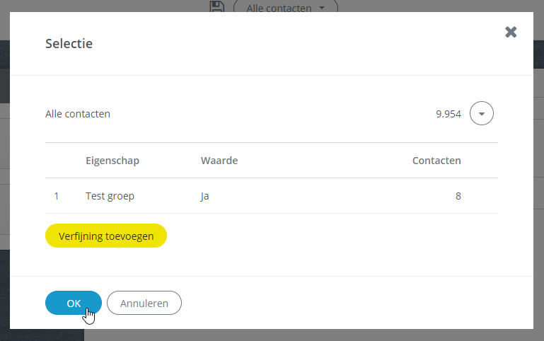 Selectie bevestigen