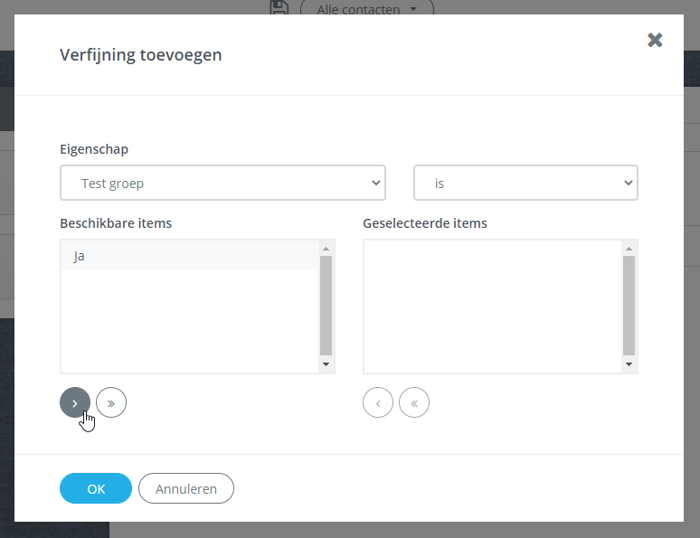 Verfijning toevoegen ok