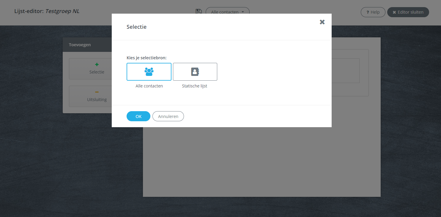 Editor selectie maken