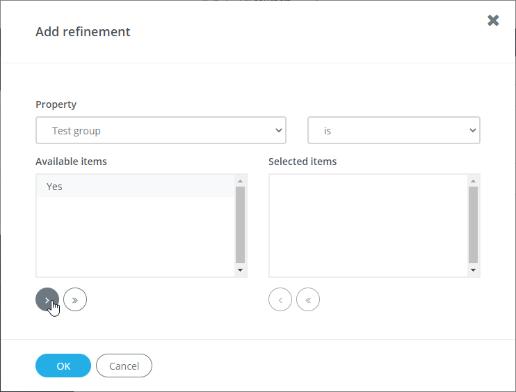 Add refinement Lists Testgroup Yes