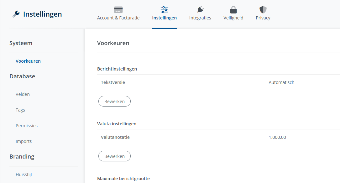 Vernieuwde valuta instellingen in Spotler Mail+