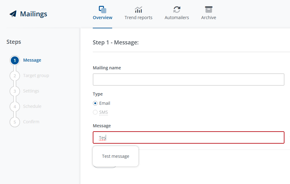 Large message lists in Spotler Mail+