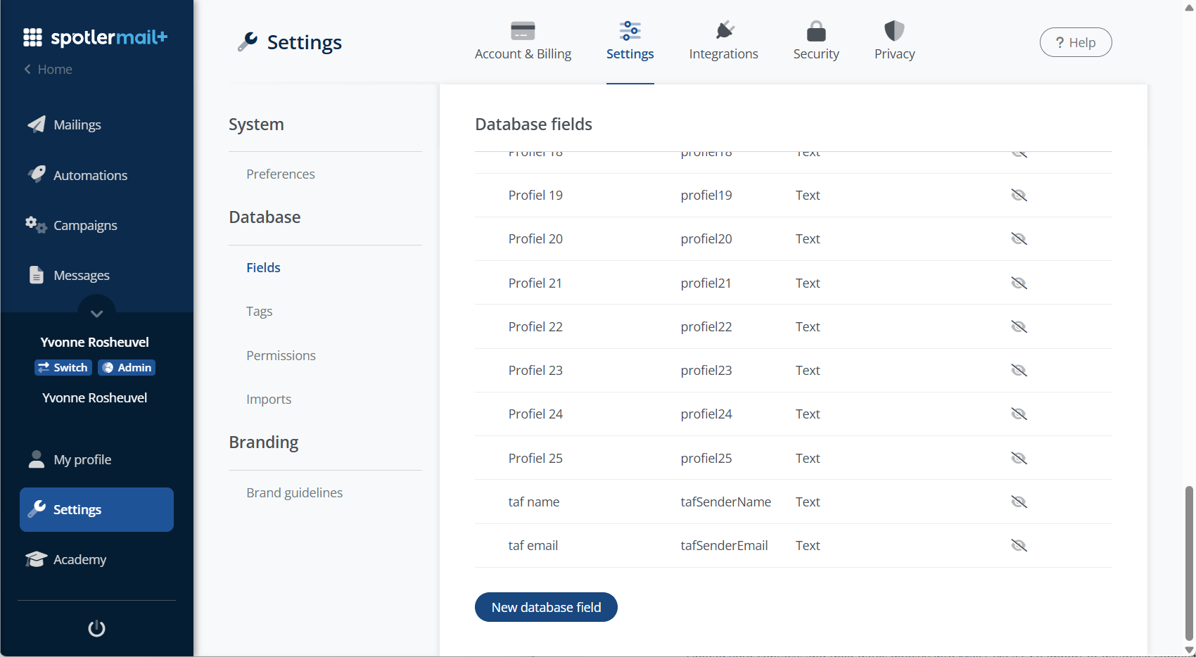 New database field